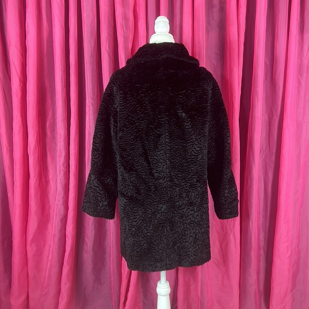 Komitor retro Mod faux fur black mid length coat, size Large or XL - Picture 2 of 9